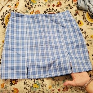 ROMWE Blue Plaid Skirt (L)